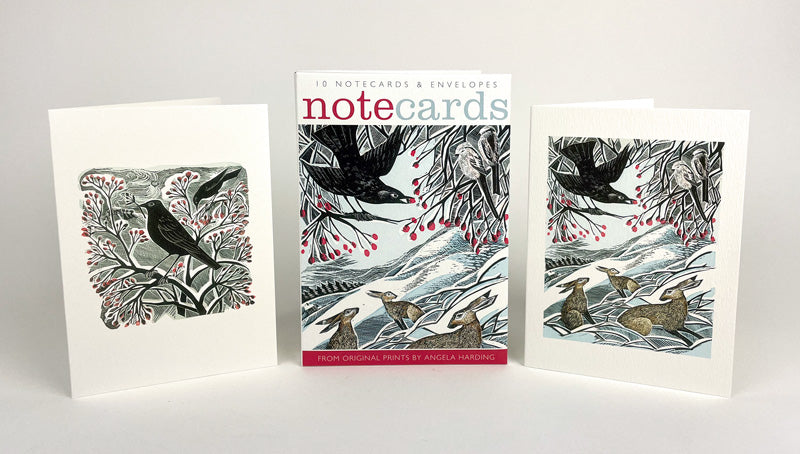 Hares in Conversation-Blackbirds and Berries Notecards