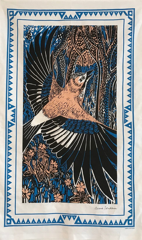 Lino Cut Design Bird Tea Towels