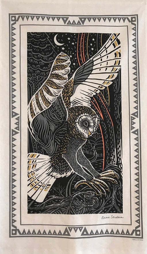 Lino Cut Design Bird Tea Towels