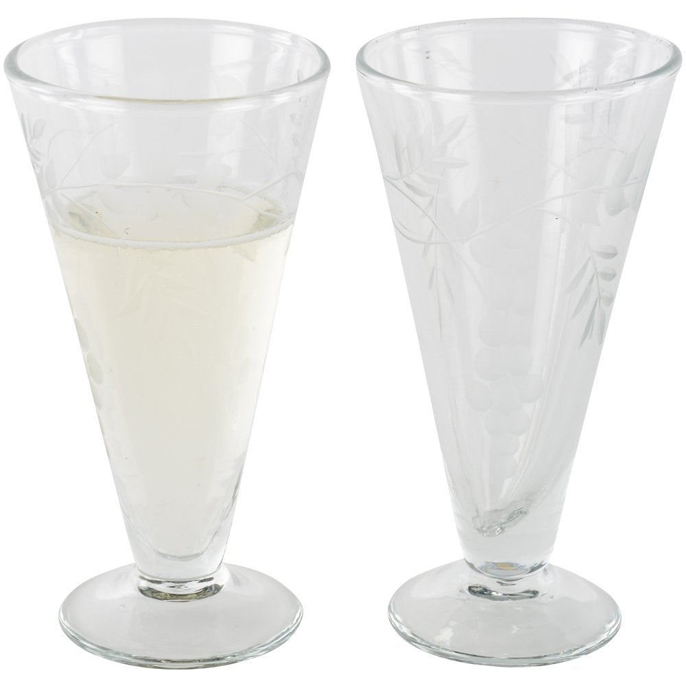 Prosecco Glass Rambling Vine Etched