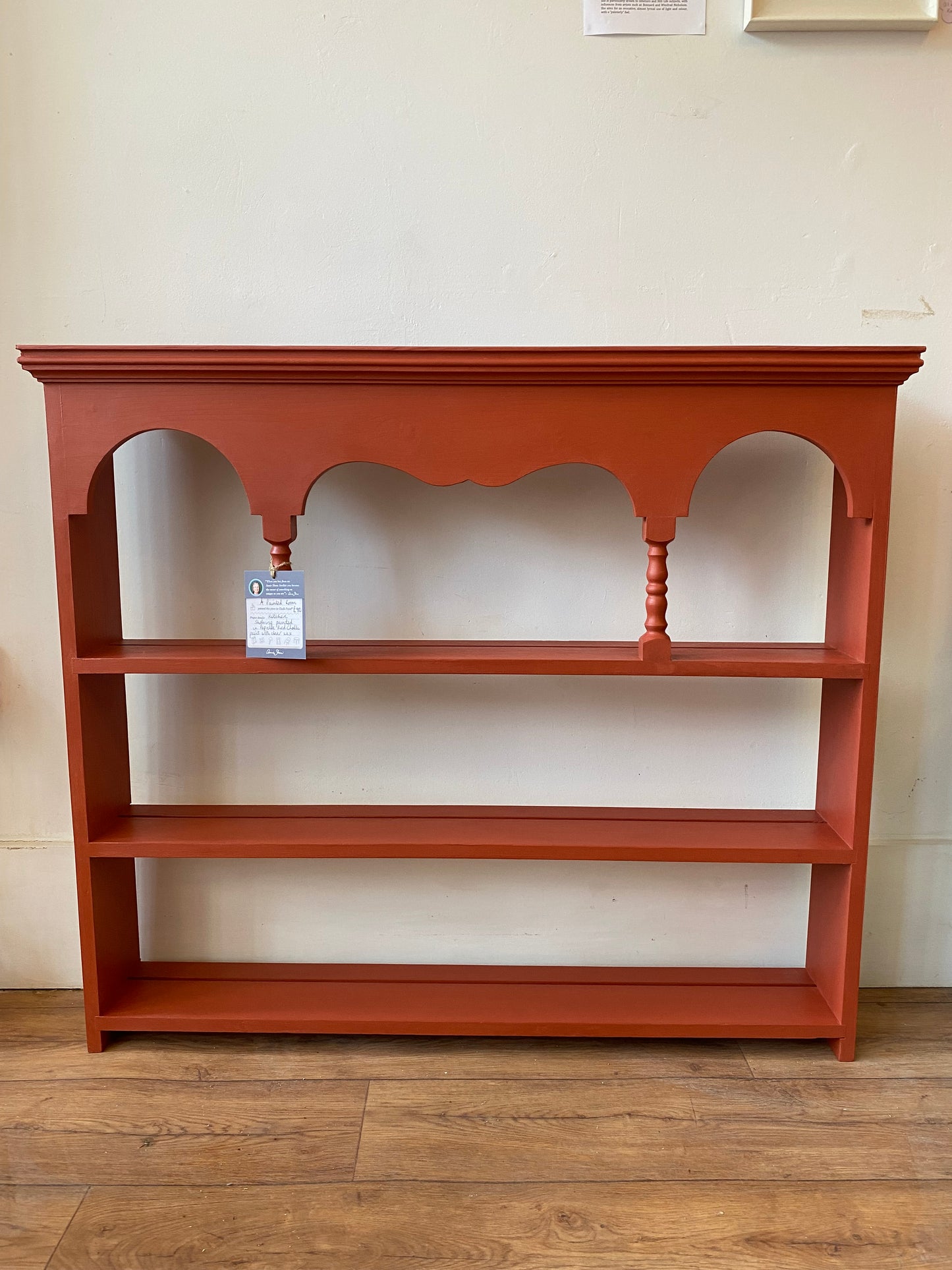 Paprika Red Pine Decorative Wall Shelving and Plate Rack