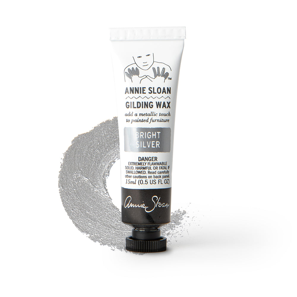 Annie Sloan Bright Silver Tube and Swatch Comp Gilding Wax