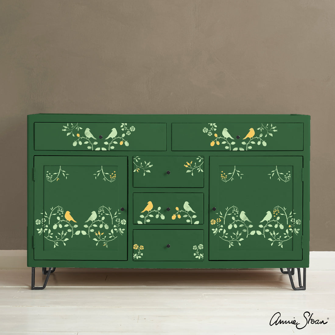 Countryside-Bird-Stencil-Furniture-Amsterdam-Green,-Lem-Lem,-Tilton