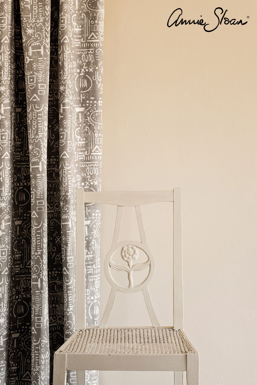 Old-Ochre-Wall-Paint-by-Annie-Sloan-lifestyle-, Tacit in French Linen curtain image 1