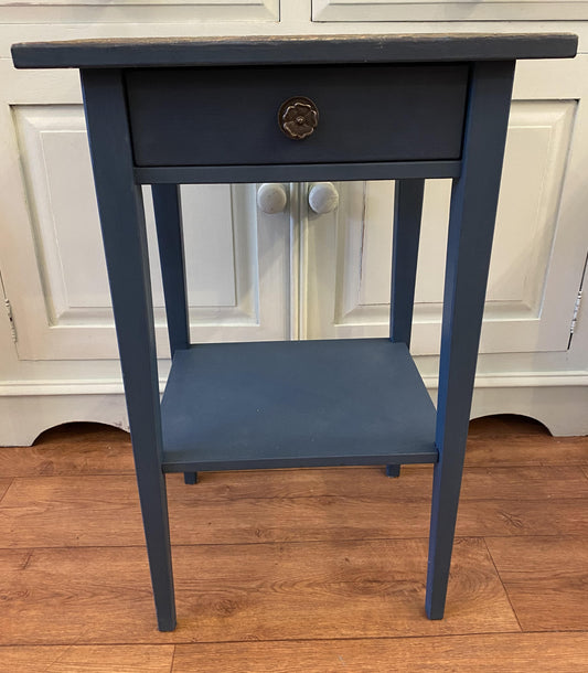 Aubusson Blue Chalk Painted Tile Top Side Table