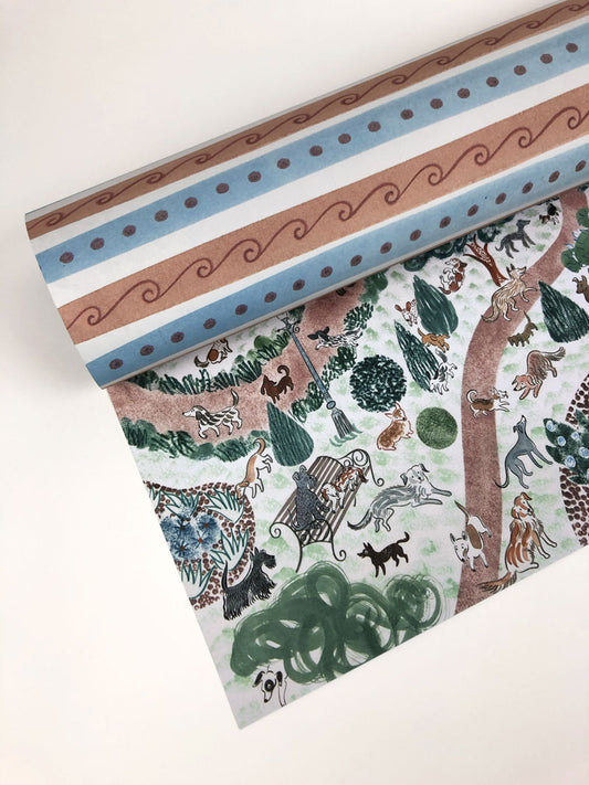 Dog Park Double Sided Gift Wrap