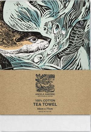 Fishing Otter Tea Towel