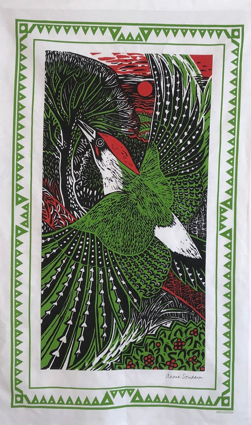 Lino Cut Design Bird Tea Towels