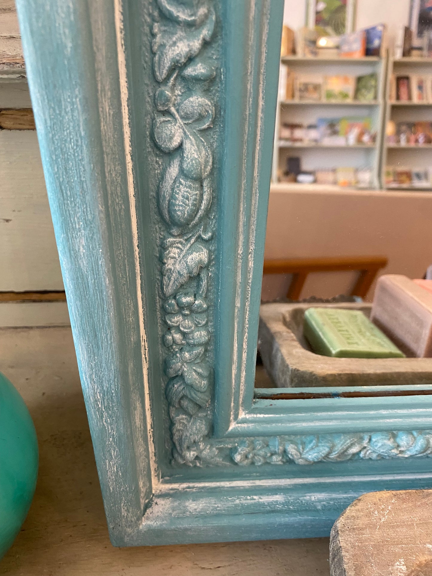 Provence and Old White Painted Carved Mirror