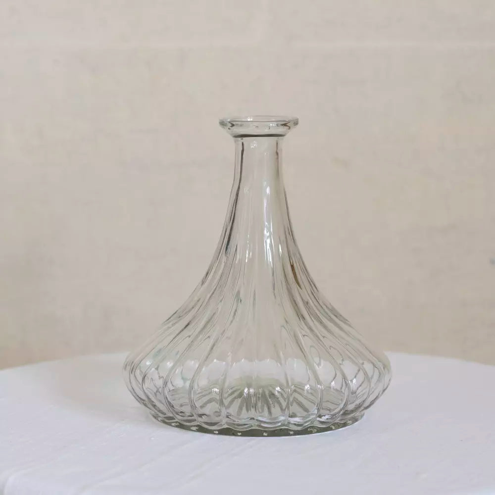 Scalloped Clear Glass Vase