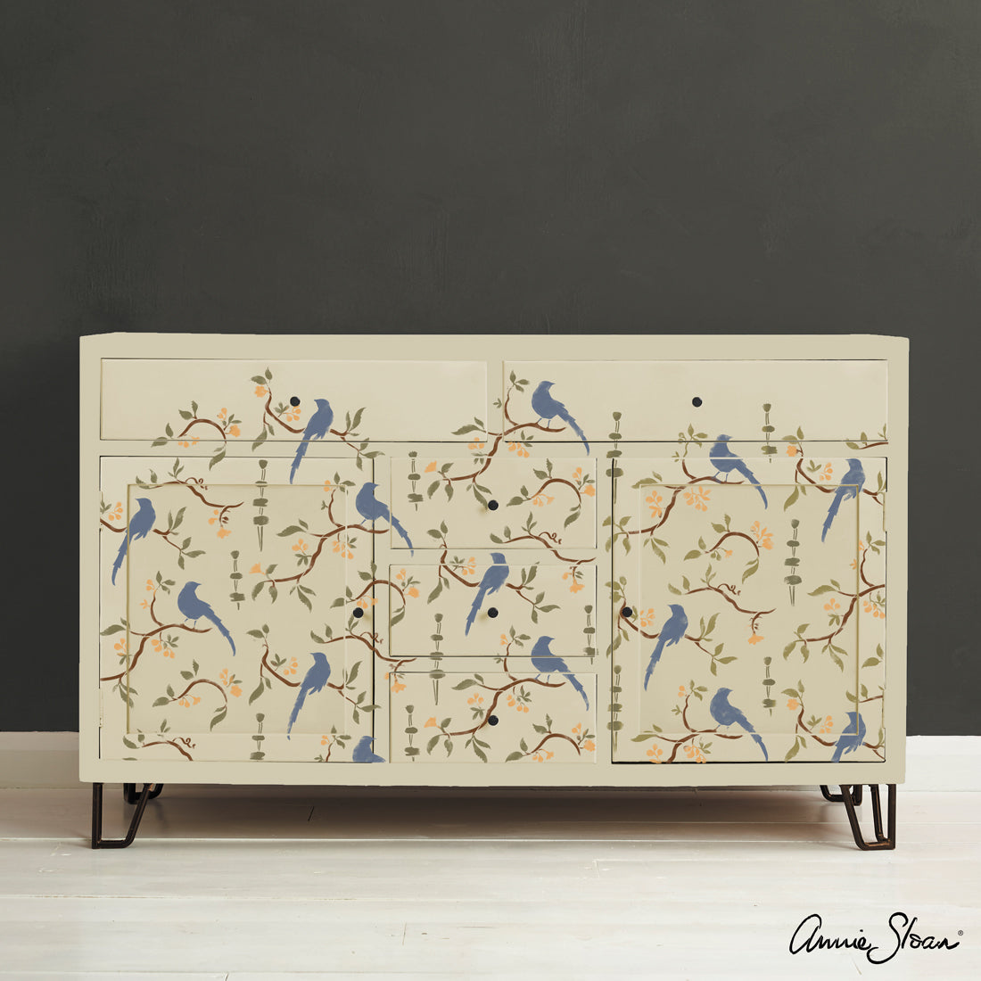 Chinoiserie-Bird-Stencil-Furniture-Olive-Old-Violet-Arles-Honfleur-Old-Ochre